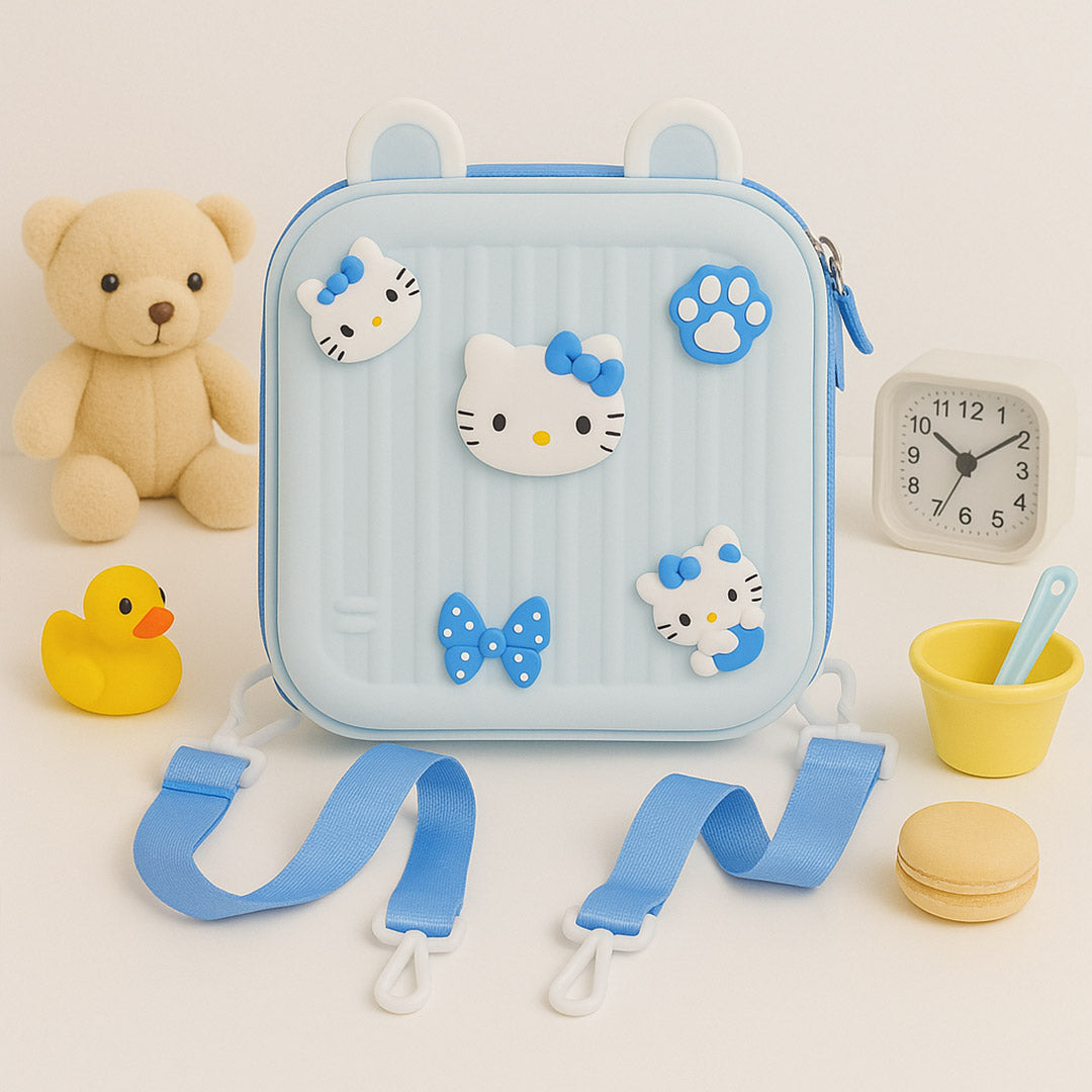 Kids Hello Kitty Blue Sling Bag – Cartoon EVA Crossbody Bag with Charms | Love Craft Gifts