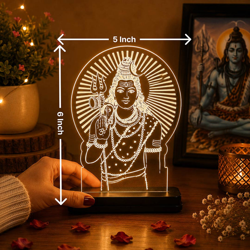 Lord Shiva LED Acrylic Lamp – Mahadev Blessing Night Light for Home Temple, Spiritual Decor & Religious Gift | LoveCraftGifts™