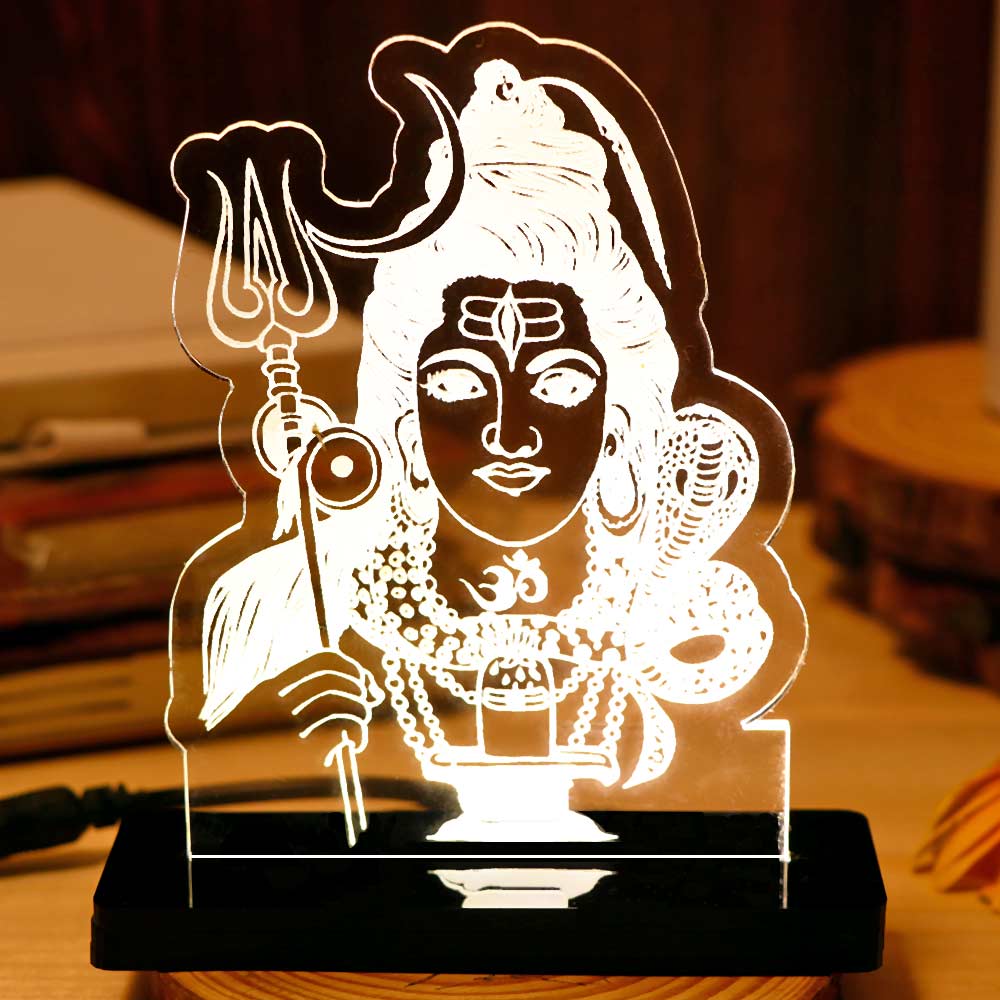 Lord Shiva LED Car Dashboard Lamp – Premium Acrylic Mahadev Dashboard Light for Car Interior, Home Temple Decor & Spiritual Gift | LoveCraftGifts™