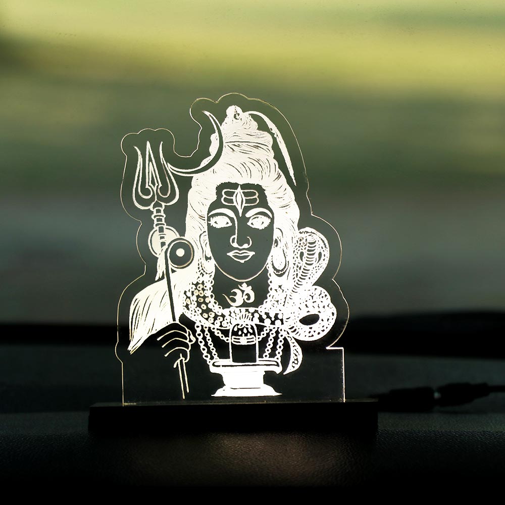 Lord Shiva LED Car Dashboard Lamp – Premium Acrylic Mahadev Dashboard Light for Car Interior, Home Temple Decor & Spiritual Gift | LoveCraftGifts™