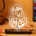 Shirdi Sai Baba LED Car Dashboard Lamp – Premium Acrylic LED Light for Car Dashboard, Home Temple Decor, Spiritual Gift for Sai Devotees | LoveCraftGifts™