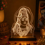 Lord Shiva LED Acrylic Lamp – Mahadev Spiritual Night Light for Home Temple, Puja Room Decor & Religious Gift | LoveCraftGifts™