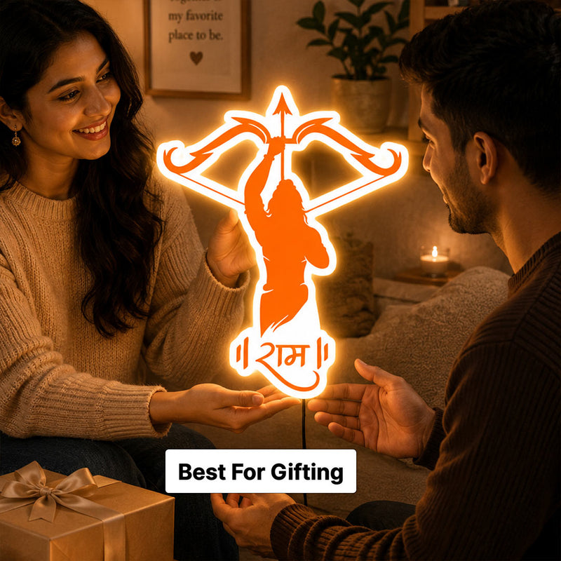 Ram Ji UV Acrylic LED Wall Decor Lamp | Spiritual Mandir & Room Decoration Gift for Family, Home & Devotees - 12x14" | Love Craft Gifts™