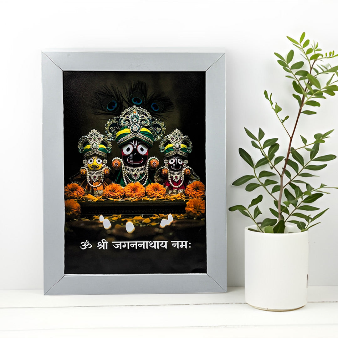 Lord Jagannath Wall Frame with Om Shree Jagannathaya Namah Mantra | Love Craft Gifts