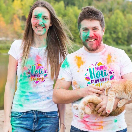 Holi Special Couple T-shirts | Love Craft Gifts