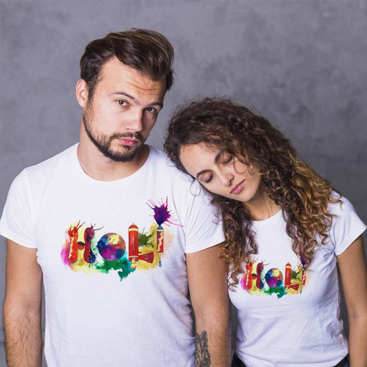 Holi Matching T-shirts for Couple | Love Craft Gifts