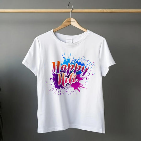 Holi Tees -White Printed Holi T-shirt | Love Craft Gifts