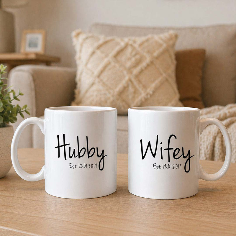 Hubby Wifey Ceramic Mug Set of 2 | 250ml Each Couple Gift | Love Craft Gifts™