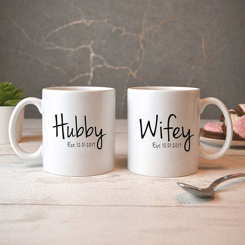 Hubby Wifey Couple Mug Set of 2 | Anniversary Gift for Husband Wife | Love Craft Gifts™