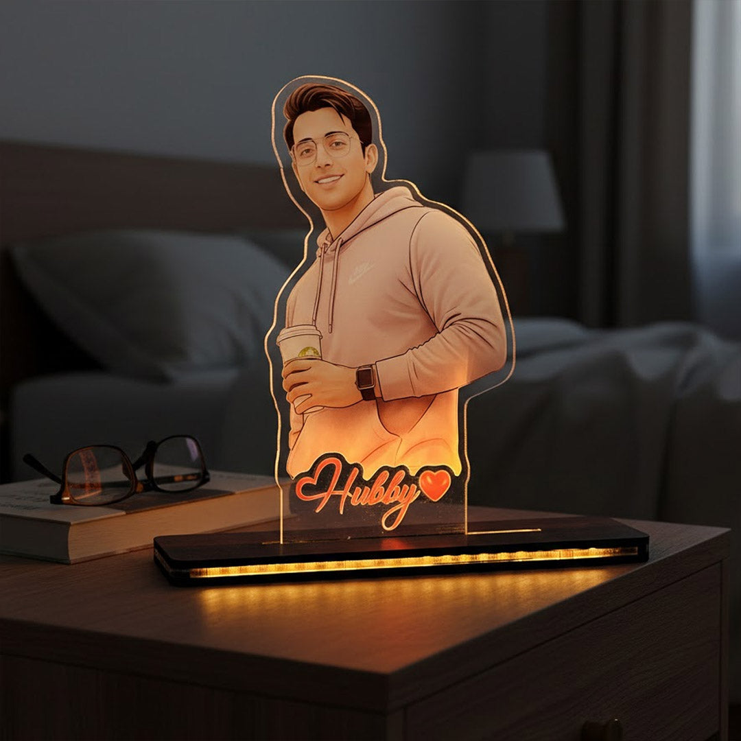 Personalized Hubby Acrylic LED Photo Lamp (5×7 Inch) | Love Craft Gifts
