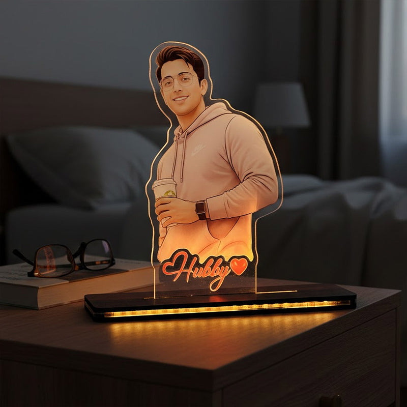 Personalized Hubby Acrylic LED Photo Lamp (5×7 Inch) | Love Craft Gifts