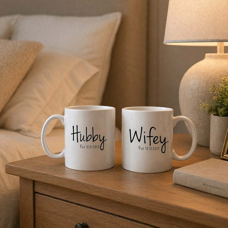 Husband Wife Ceramic Mug Set | Romantic Anniversary Keepsake | Love Craft Gifts™