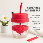 Flower Design Glass Jar with Detachable Lid & Straw| Love Craft Gifts