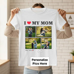 Personalized I ❤️ My Mom Photo Collage T-Shirt – Custom 4 Pics Design | Love Craft Gifts