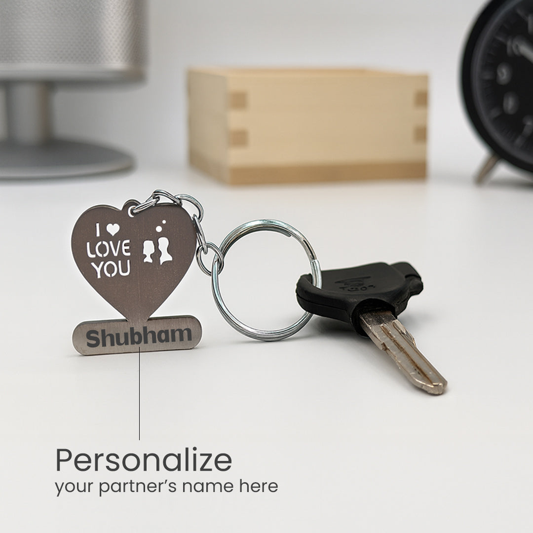 Personalized Heart-Shaped Metal Keychain | Love Craft Gifts