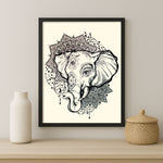 Ganesh Inspired Elephant Wall Art – Intricate Mandala Line Illustration | Love Craft Gifts