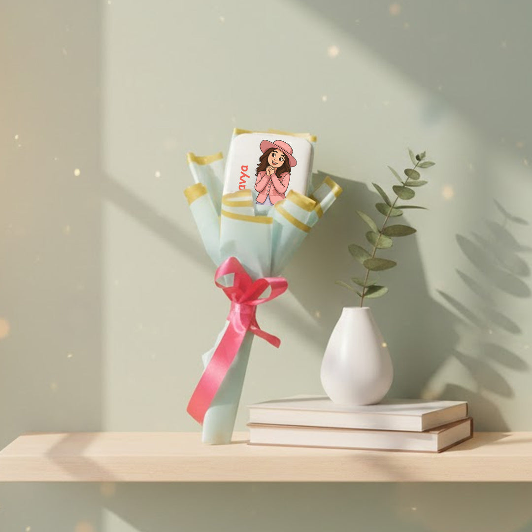 Personalized Jewellery Box Bouquet | Custom Name + Cartoon Illustration