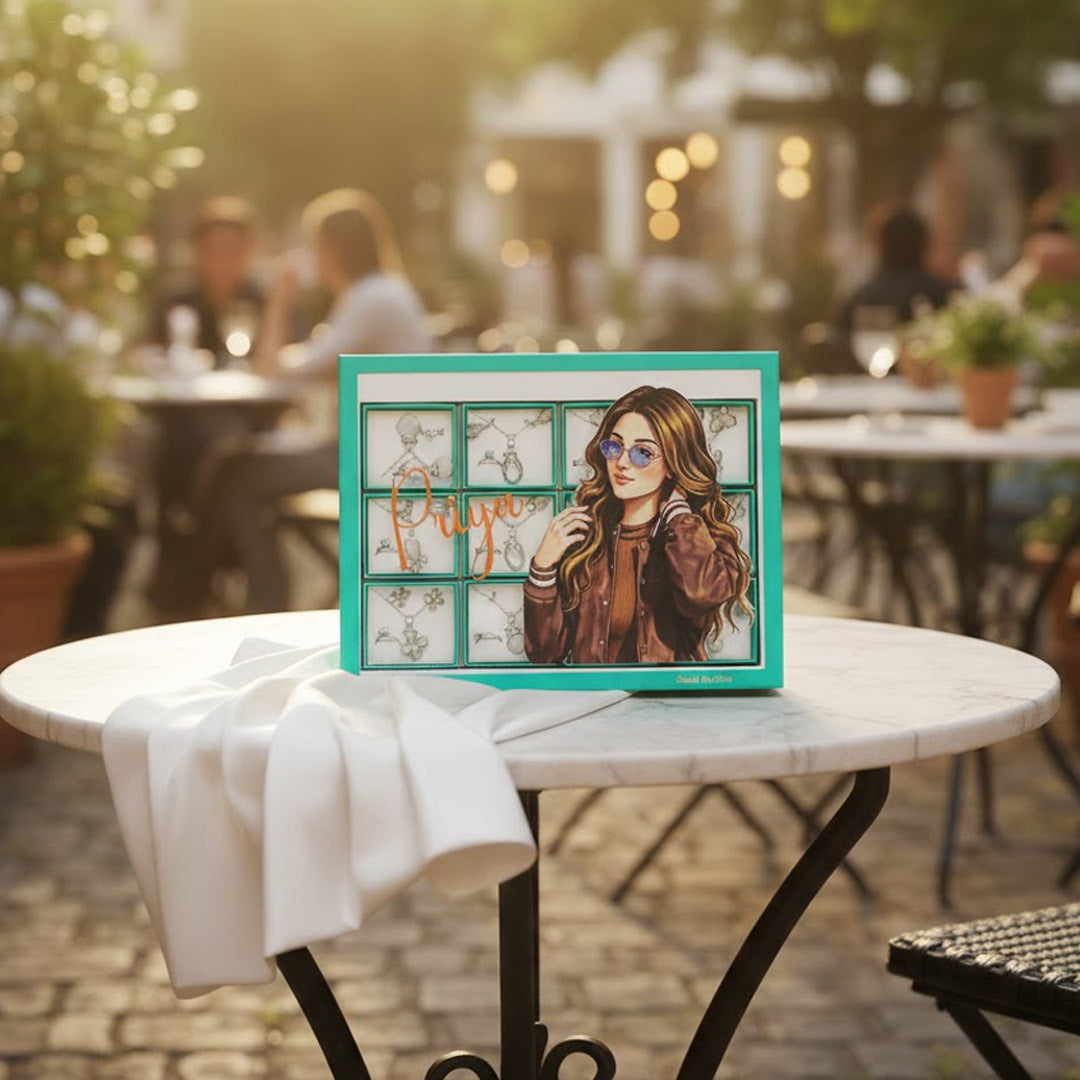 Personalized 12 Jewellery Set Gift Box with Name & Illustration | Love Craft Gifts