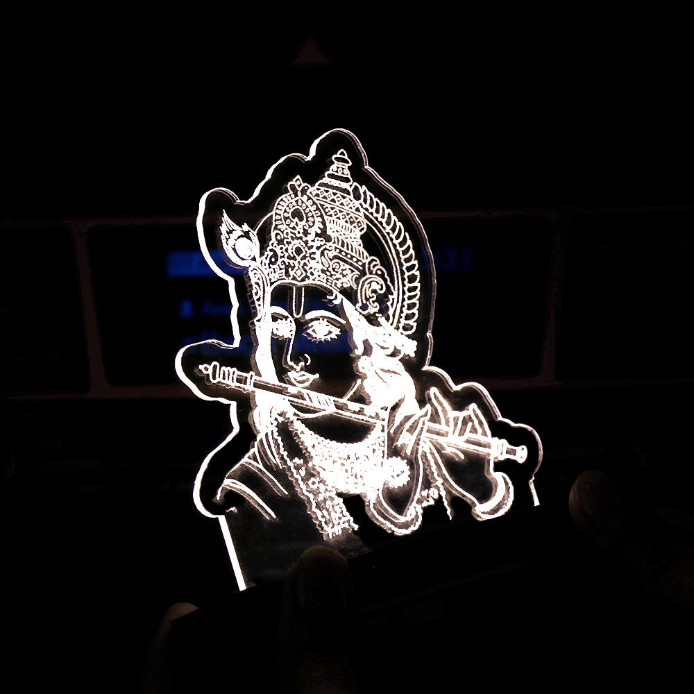 Lord Krishna LED Car Dashboard Lamp – Premium Acrylic Kanha Dashboard Light for Car Interior, Home Decor & Spiritual Gift | LoveCraftGifts™