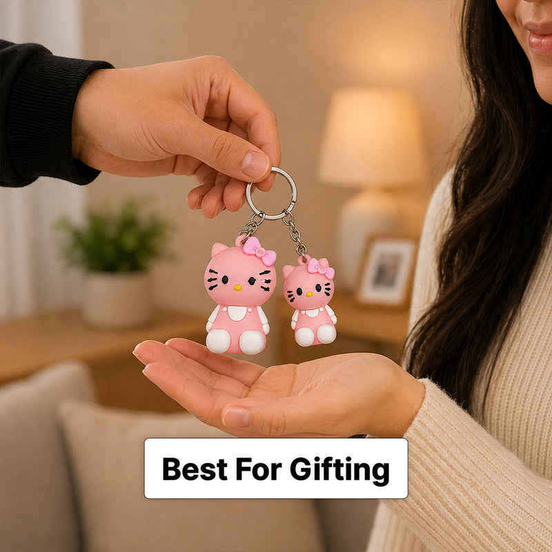Cute Kitty Couple Keychain Set – Adorable Cartoon Keyring Gift for Girls, Best Friends & Couples (Standard Gift Size) | Love Craft Gifts™
