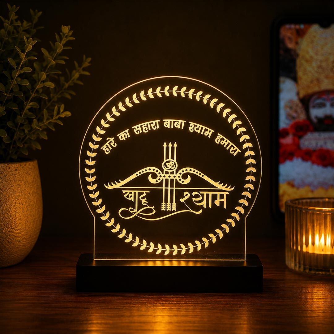 Khatu Shyam LED Car Dashboard Lamp – Premium Acrylic Khatu Shyam Ji Dashboard Light for Car Interior Decor, Spiritual Gift for Devotees & Divine Travel Companion | LoveCraftGifts™