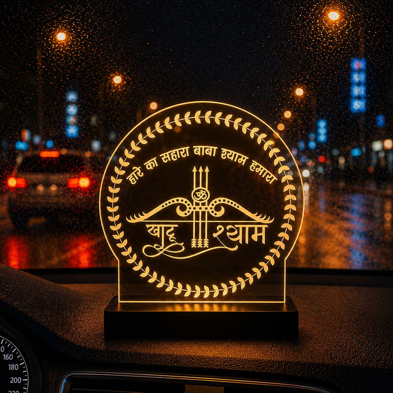 Khatu Shyam LED Car Dashboard Lamp – Premium Acrylic Khatu Shyam Ji Dashboard Light for Car Interior Decor, Spiritual Gift for Devotees & Divine Travel Companion | LoveCraftGifts™