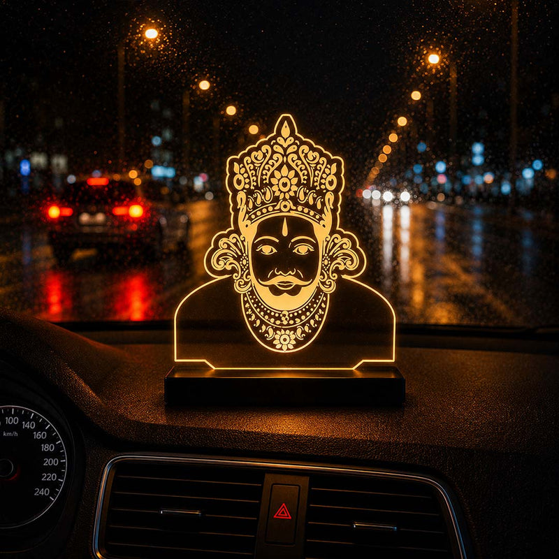 Khatu Shyam Ji LED Car Dashboard Lamp – Premium Acrylic Shyam Baba Dashboard Light for Car Interior Decor, Spiritual Gift for Home, Office & Vehicle | LoveCraftGifts™