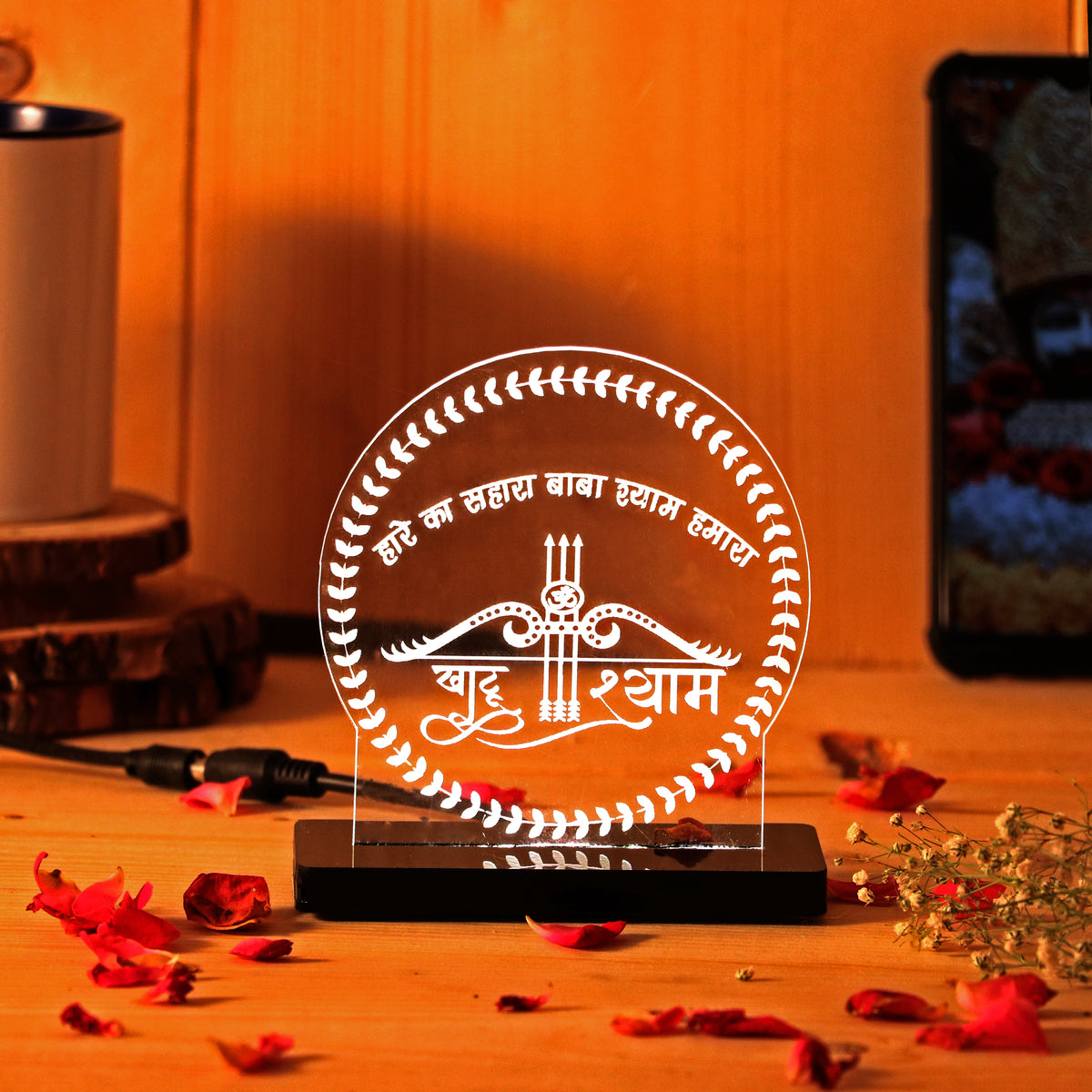 Khatu Shyam LED Car Dashboard Lamp – Premium Acrylic Khatu Shyam Ji Dashboard Light for Car Interior Decor, Spiritual Gift for Devotees & Divine Travel Companion | LoveCraftGifts™