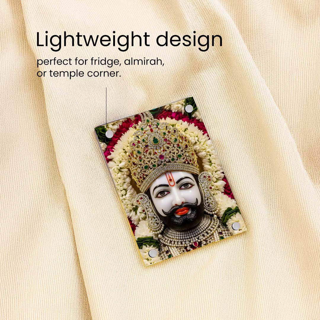 Love Craft Gifts – Khatu Shyam Ji Acrylic Magnet | 2×3 inch | UV Printed