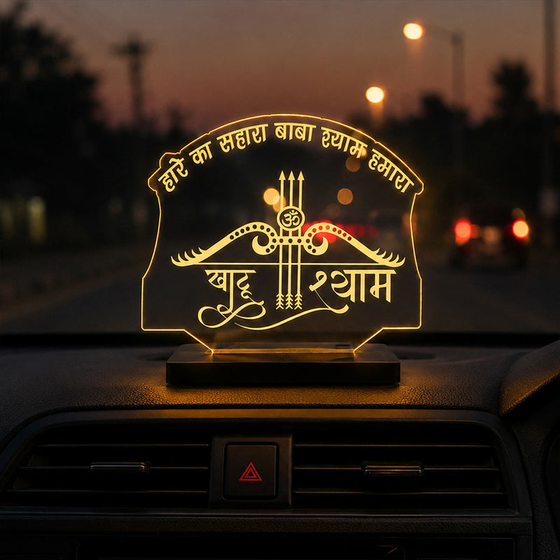 Khatu Shyam LED Car Dashboard Lamp – Premium Acrylic Khatu Shyam Ji Dashboard Light for Car Interior Decor, Spiritual Gift for Devotees & Divine Travel Companion | LoveCraftGifts™