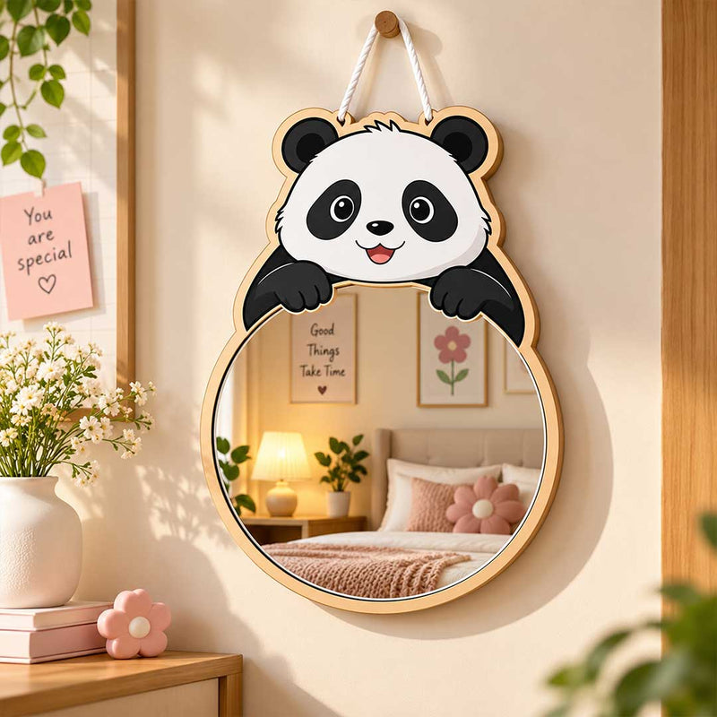Kids Panda Hanging Decor 9x14" with Silver Reflective Acrylic | Love Craft Gifts™