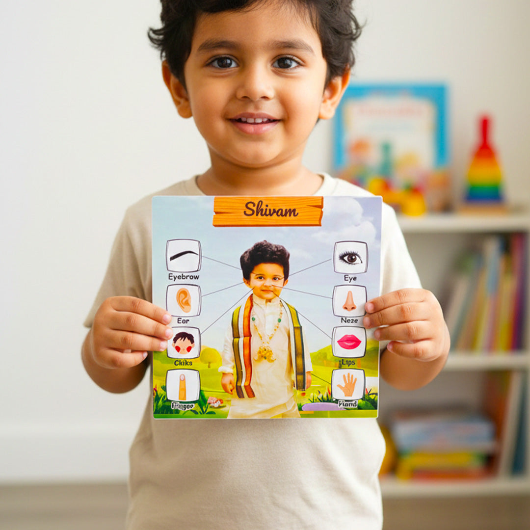 My First Learning Board – Personalized Body Parts Photo Chart (10×10″) | Love Craft Gifts