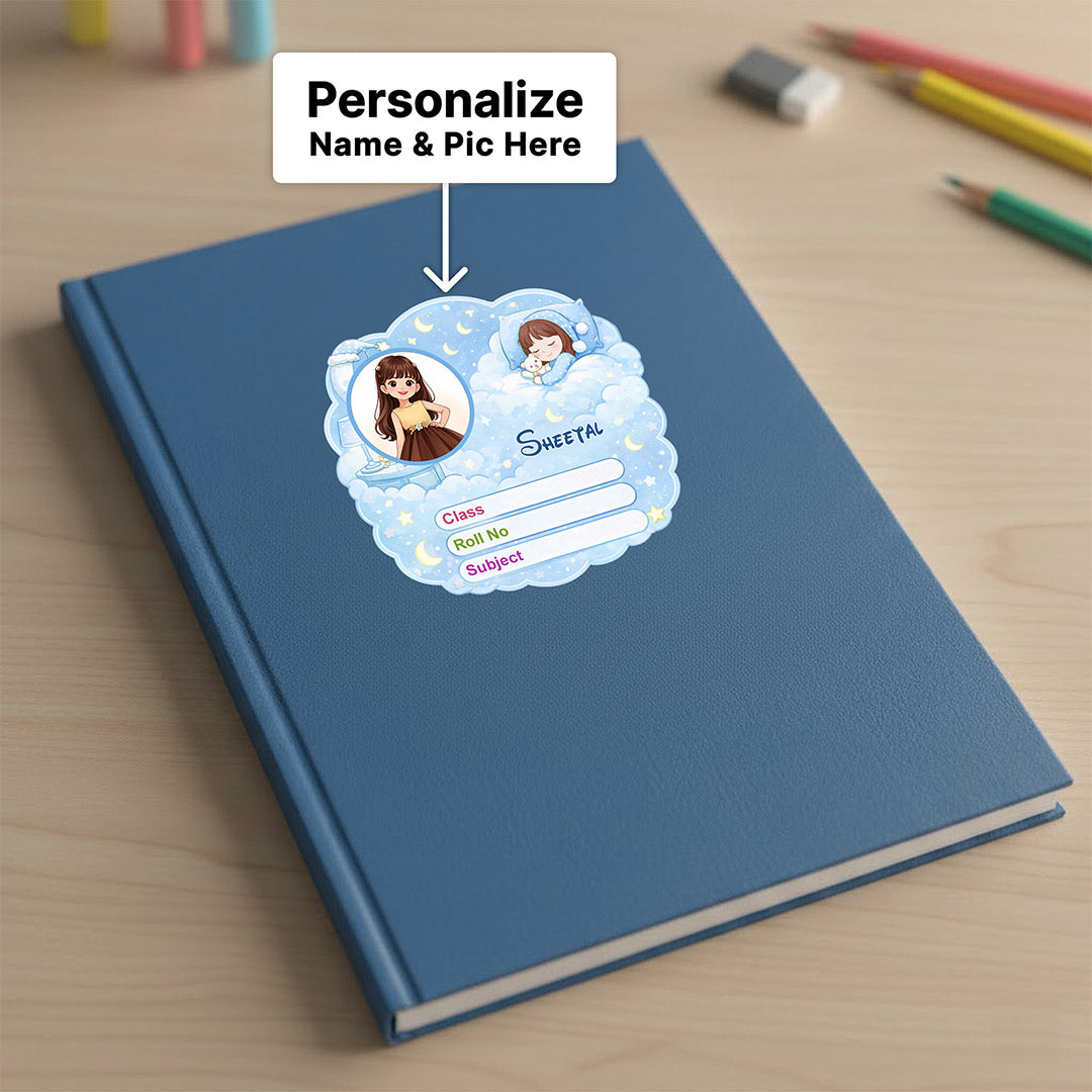 Personalized Dreamy Cloud Night Kids Name Slips (2x3 Inch, 28 Stickers) – Custom Name & Photo School Labels | Love Craft Gifts