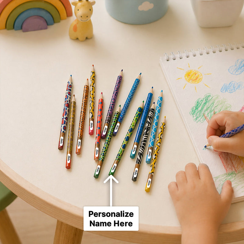 Personalized 18 Colour Pencil Set with Custom Name – Premium Kids Coloring Kit Gift for Children (18 Pencils) | Love Craft Gifts™