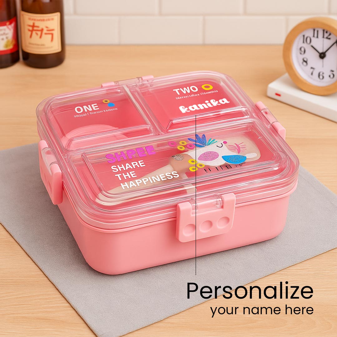 Personalized Unicorn Lunchbox with Spoon & Container – Pink, Blue, Green | Love Craft Gifts