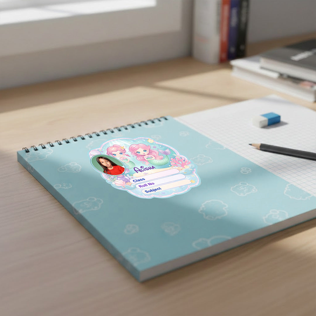 Personalized Cute Mermaid Ocean Kids Name Slips (2x3 Inch, 28 Stickers) – Custom Name & Photo School Labels | Love Craft Gifts