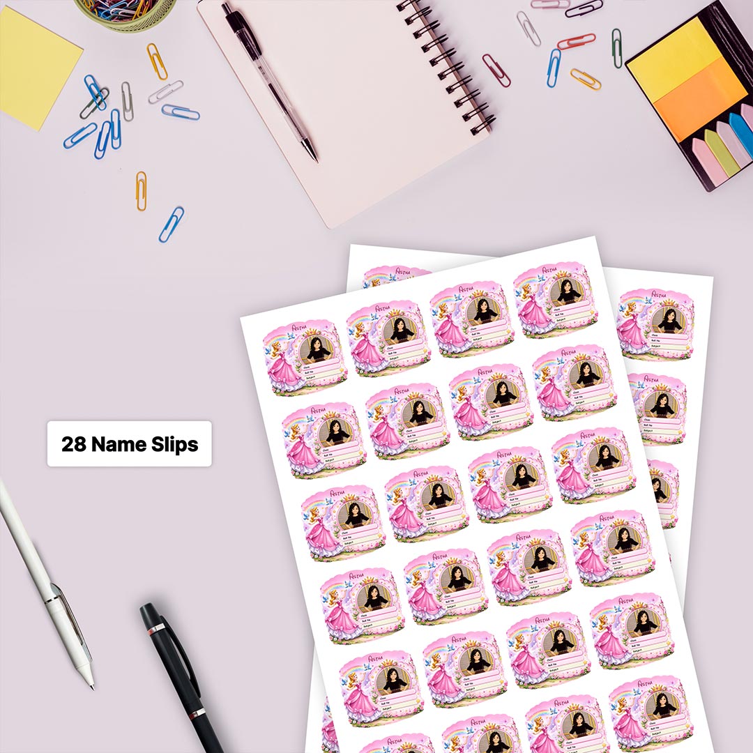 Personalized Princess Fairy Theme Kids Name Slips (2x3 Inch, 28 Stickers) – Custom Name & Photo School Labels | Love Craft Gifts