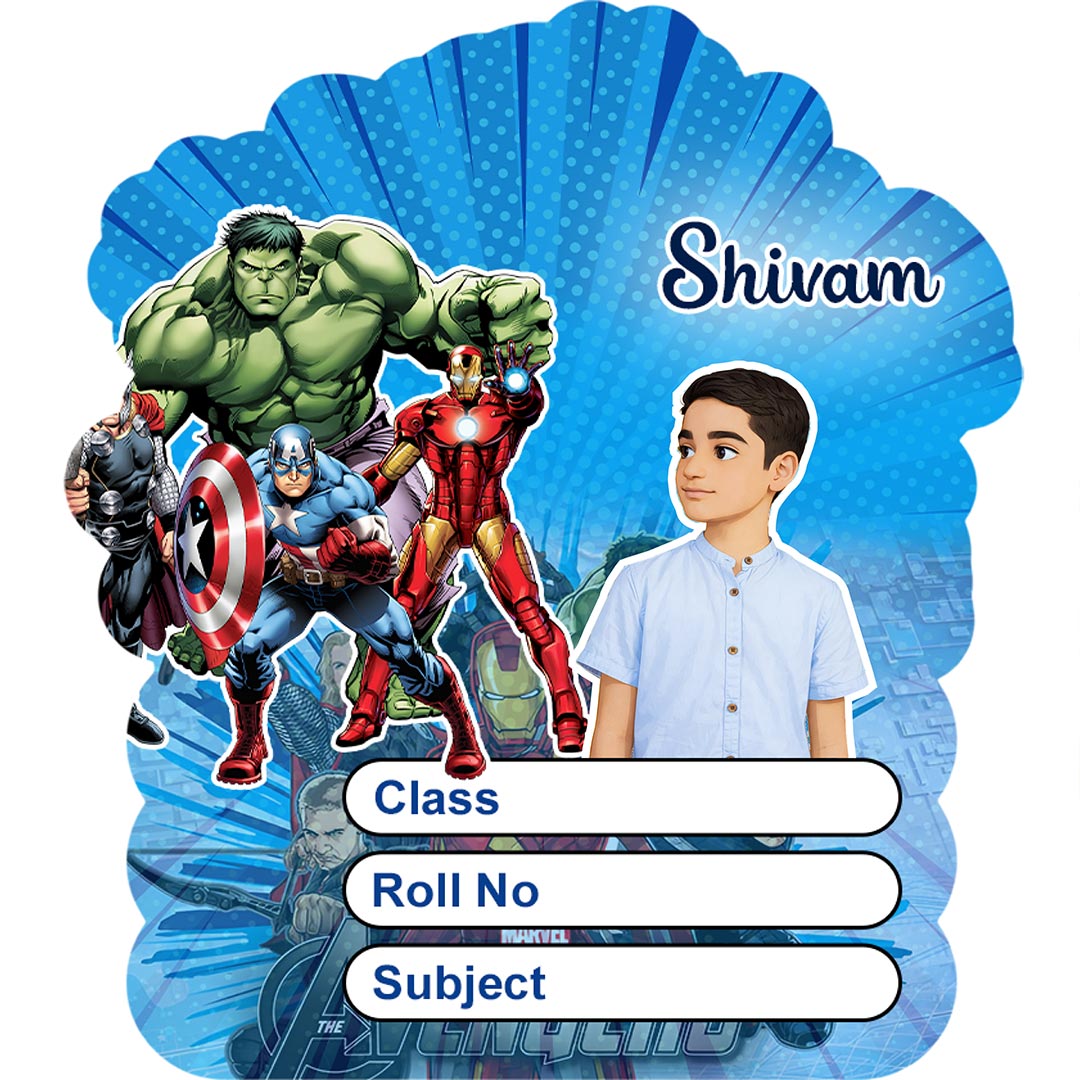 Personalized Avengers Kids Name Slips – Illustrated Cartoon Art School Name Stickers (2×3 Inch, 28 Stickers) | Love Craft Gifts