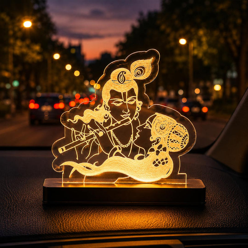 Lord Krishna LED Car Dashboard Lamp – Premium Acrylic Kanha Dashboard Light for Car Interior, Home Decor & Spiritual Gift | LoveCraftGifts™