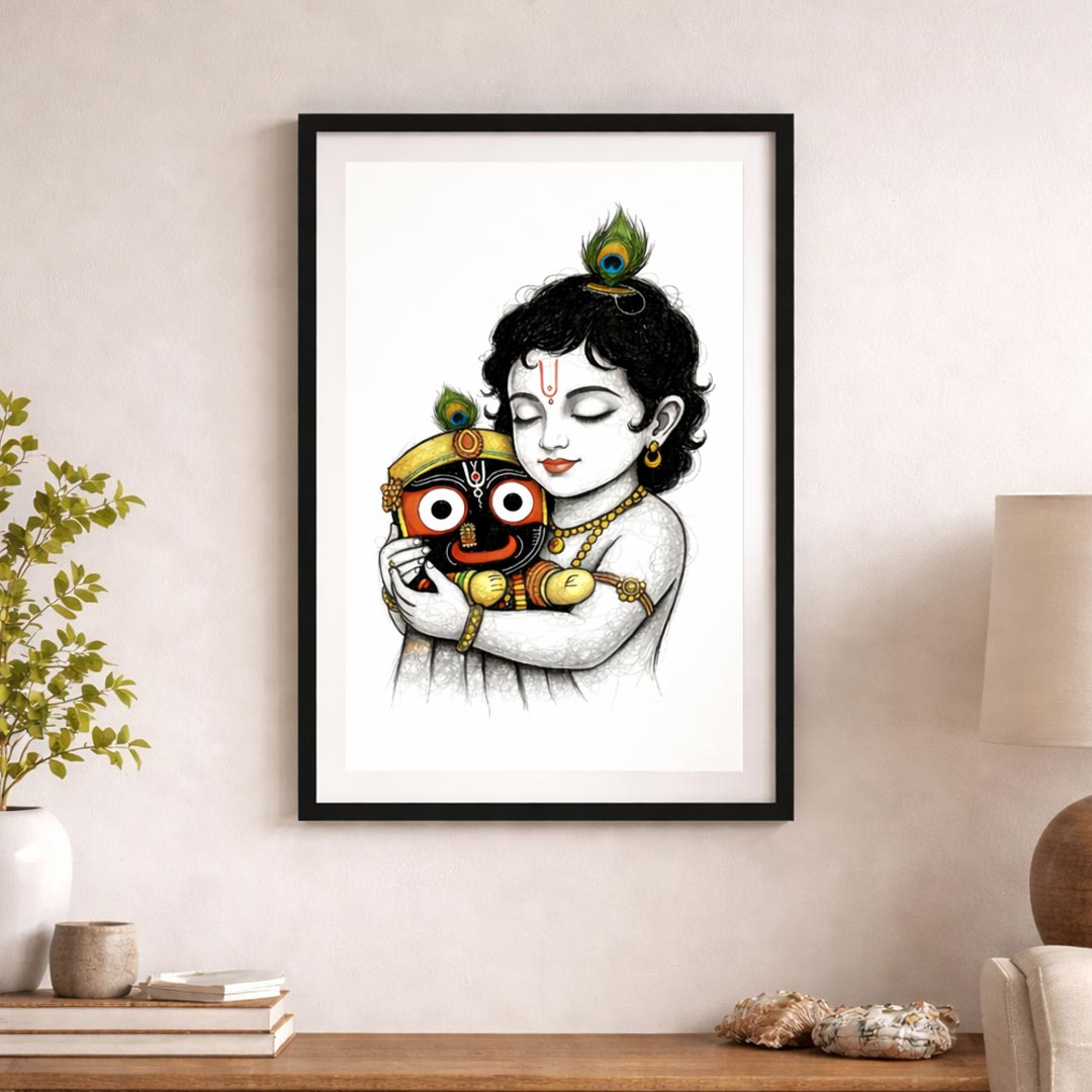 Bal Krishna with Jagannath Wall Frame – Divine Krishna Spiritual Wall Art (Multiple Sizes) | Love Craft Gifts
