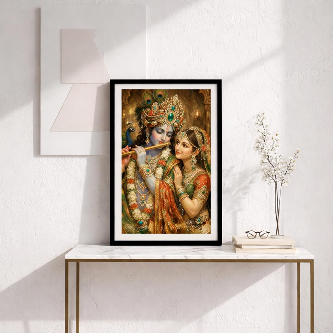 Radha Krishna Wall Frame – Divine Love Radha Krishna Spiritual Wall Art (Multiple Sizes) | Love Craft Gifts