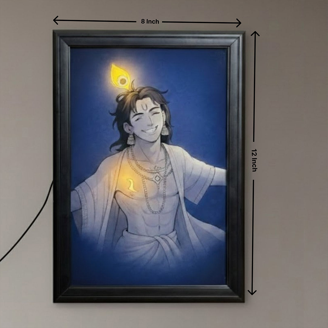 Lord Krishna LED Wall Frame with Real Glow (8×12 Inch) | Love Craft Gifts