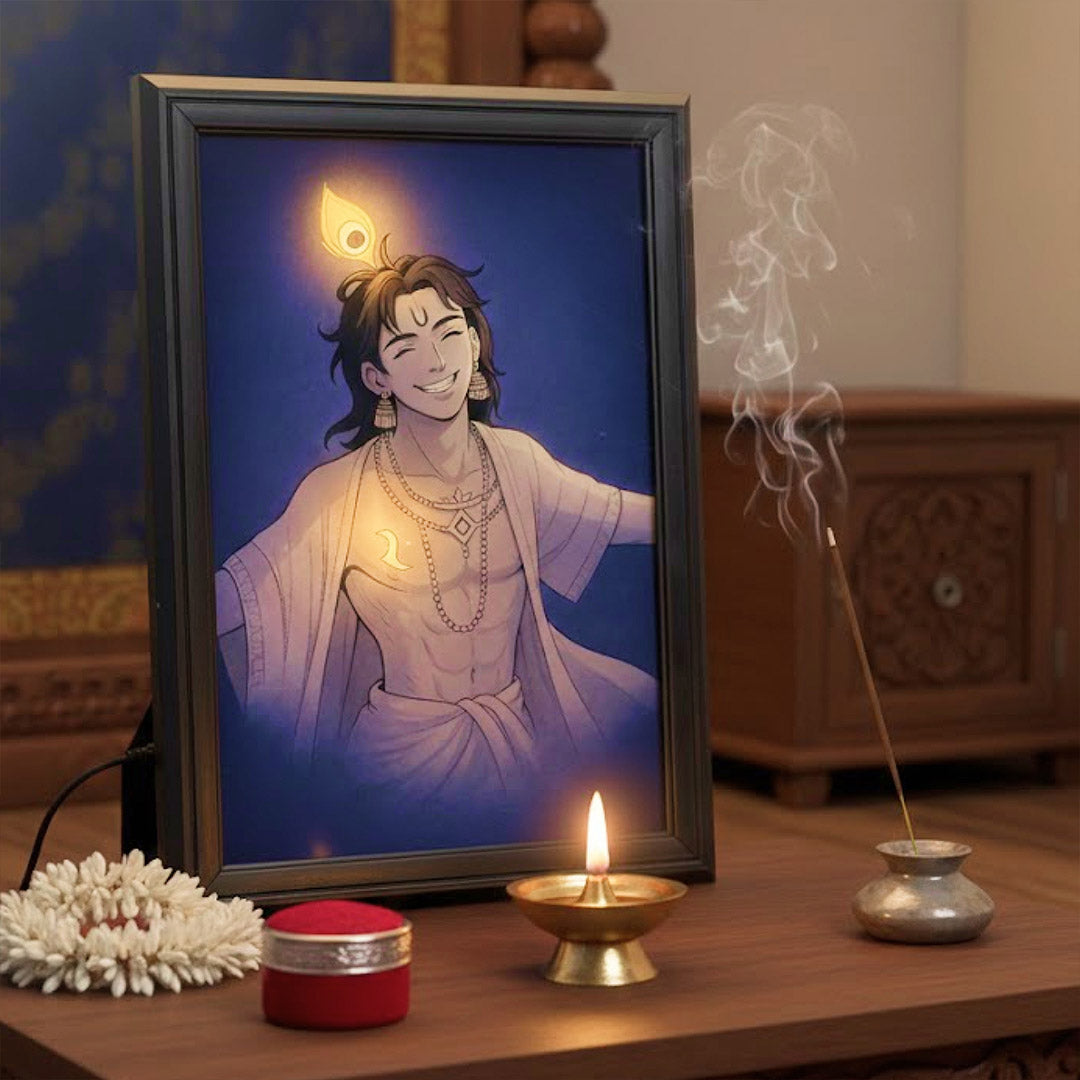 Lord Krishna LED Wall Frame with Real Glow (8×12 Inch) | Love Craft Gifts