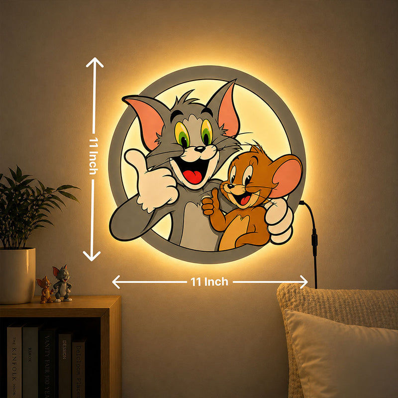 Tom & Jerry LED Wall Light | Night Lamp Gift for Kids, Couples & Cartoon Lovers - 11x11"