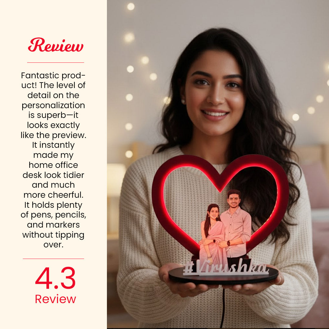 Personalized Warm Light Heart Couple Frame – 7×8.5"