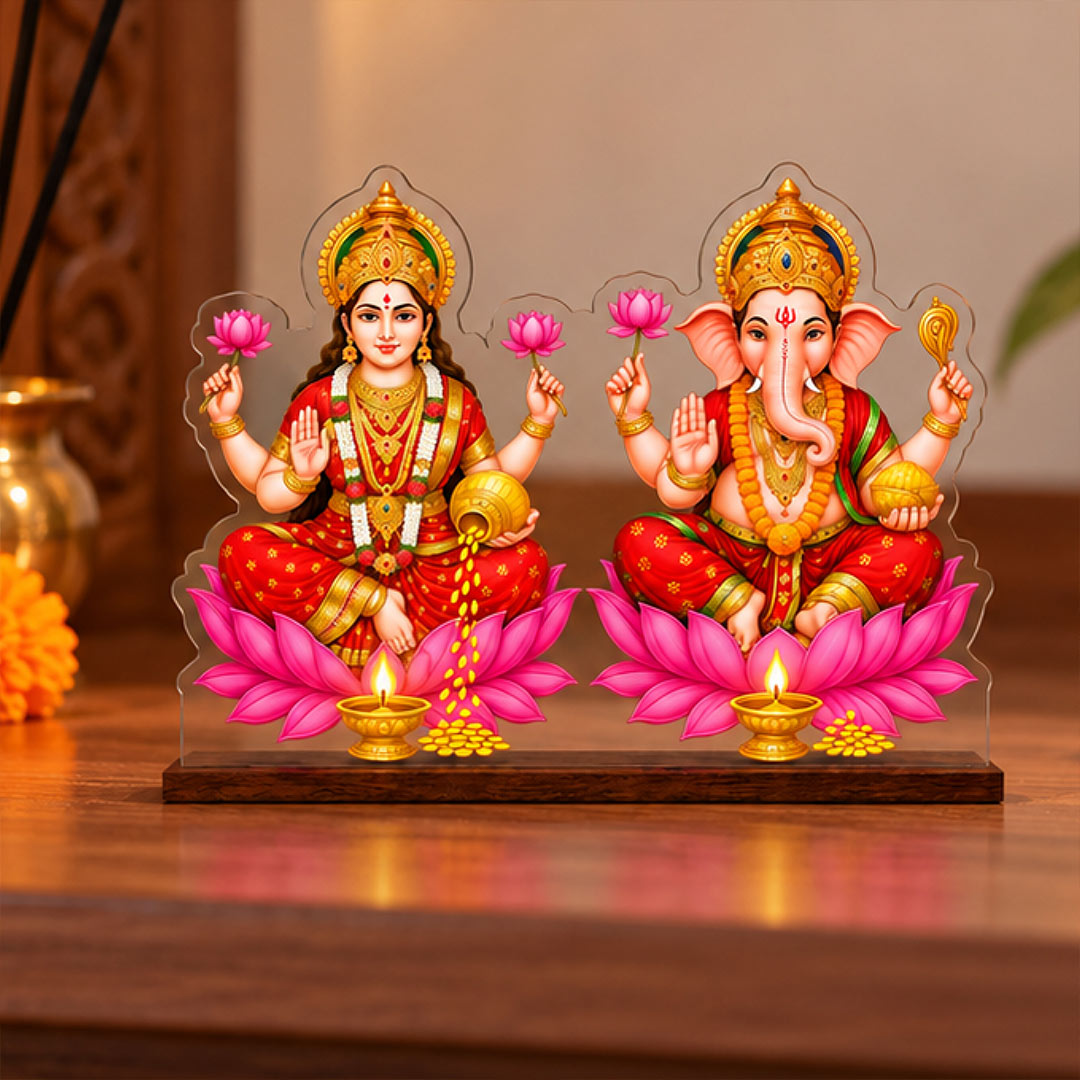 Lakshmi Ganesha Decorative Display | Diwali Gift for Home Puja Room, Mandir & Festive Décor | 6x7" | Love Craft Gifts™