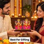 Lakshmi Ganesha Festive Plaque | Traditional Diwali Puja Décor for Home, Mandir & Family Celebrations | 6x7" | Love Craft Gifts™