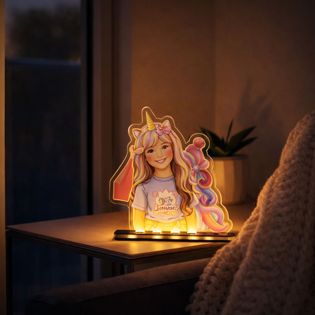 Glow Memories – Personalized Unicorn Acrylic LED Lamp (For Kids)