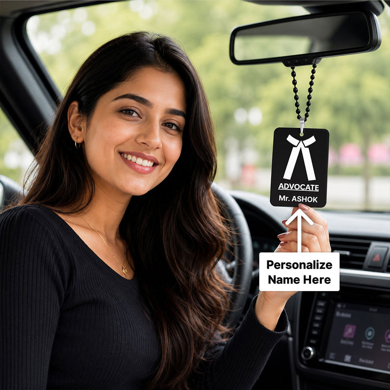 Personalized Advocate Car Hanging Ornament 3x2" | Custom Lawyer Name Rear View Mirror Accessory for Cars & Professional Gifts | Love Craft Gifts™
