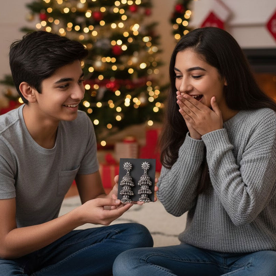 Oxidized Silver Jhumka Earrings for Women – Premium Ethnic Gift for Festive & Daily Wear | Love Craft Gifts